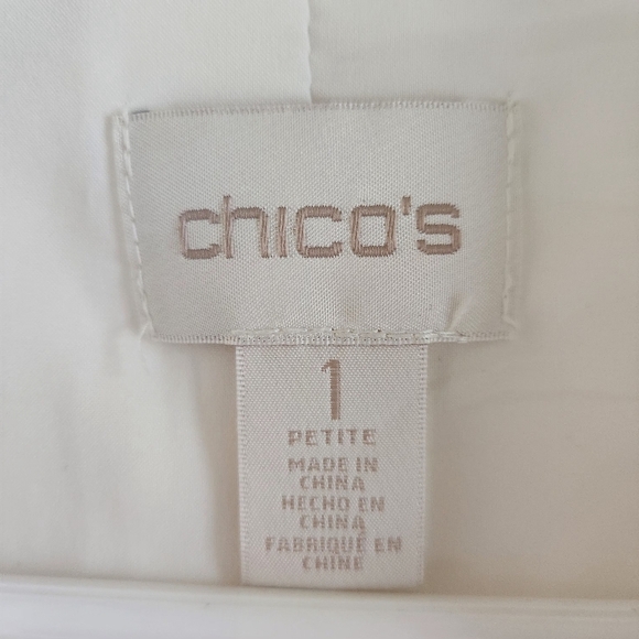 Chico’s Womens Cream Boyfriend Duster Jacket Blazer Size 1 Petite (US M/8) - Picture 4 of 11